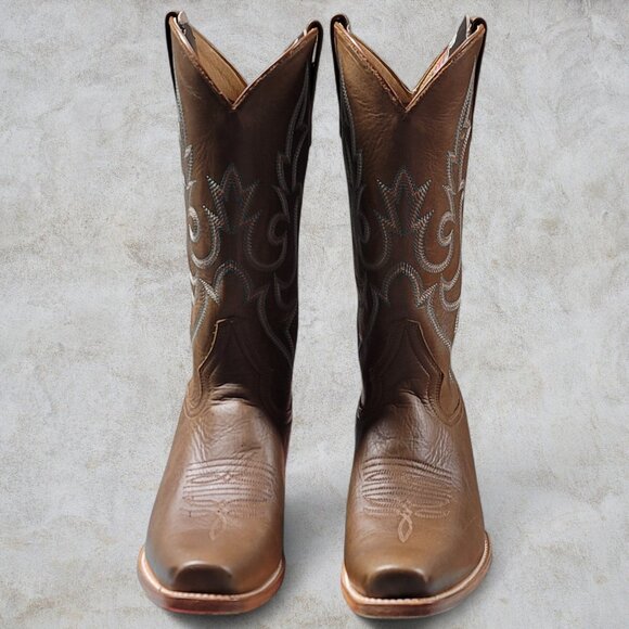 Brand New w/box Ladies Macie Bean Cowgirl Cowboy Brown Leather Boots 10 B - Picture 7 of 11